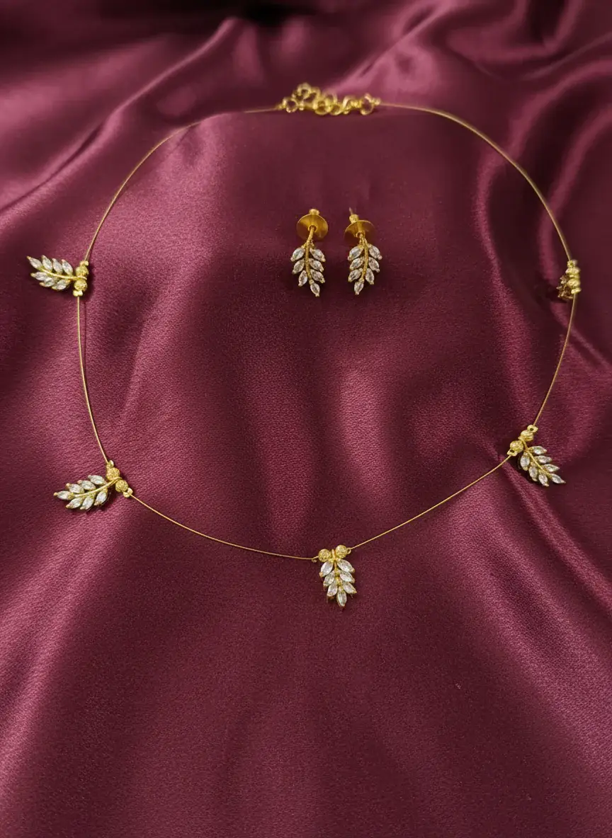 AD Stone Invisible Chain With Earrings INV2611